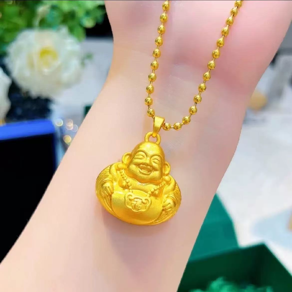 【伊一严选】时尚笑面佛公合金金色吊坠sh92006