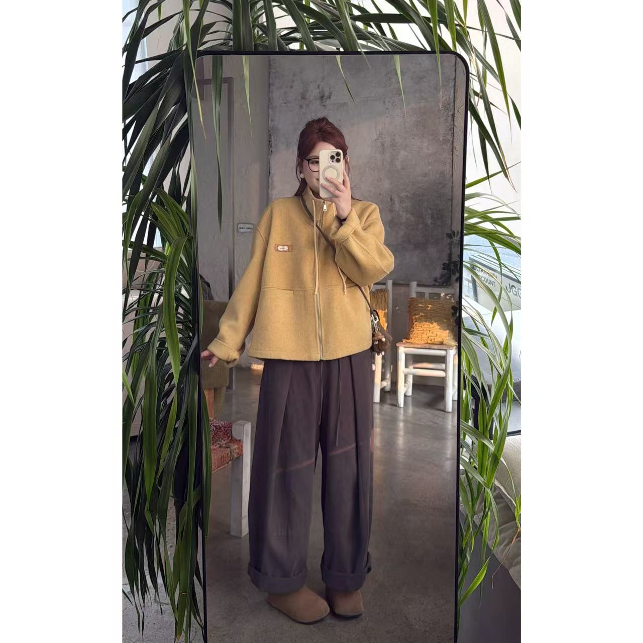 晶咕【意式奶咖】腰部抽绳帅气棉感阔腿裤时尚百搭休闲文艺