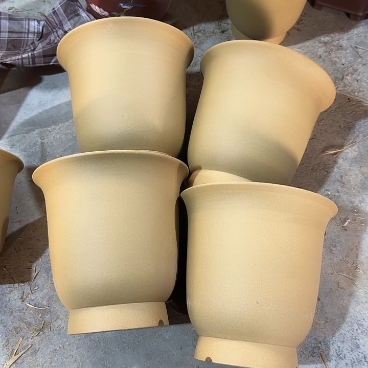 19×19四只黄段泥手工盆    