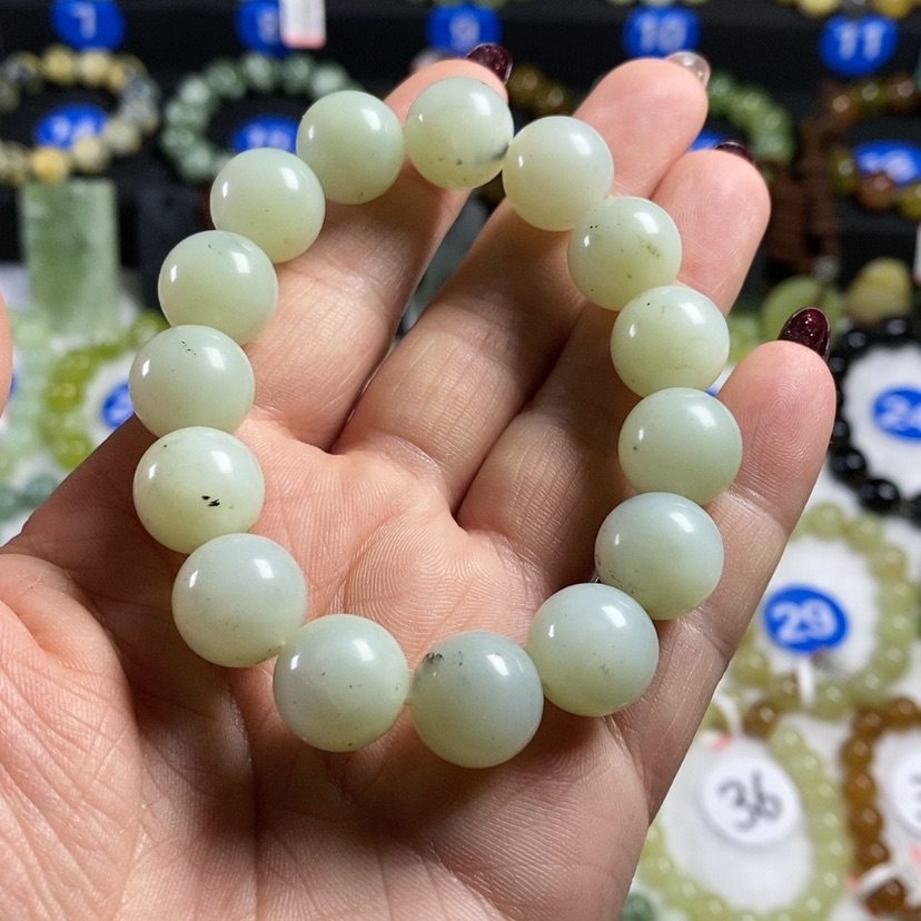 【闪购商品】蛇纹石玉手链未镶嵌卡14