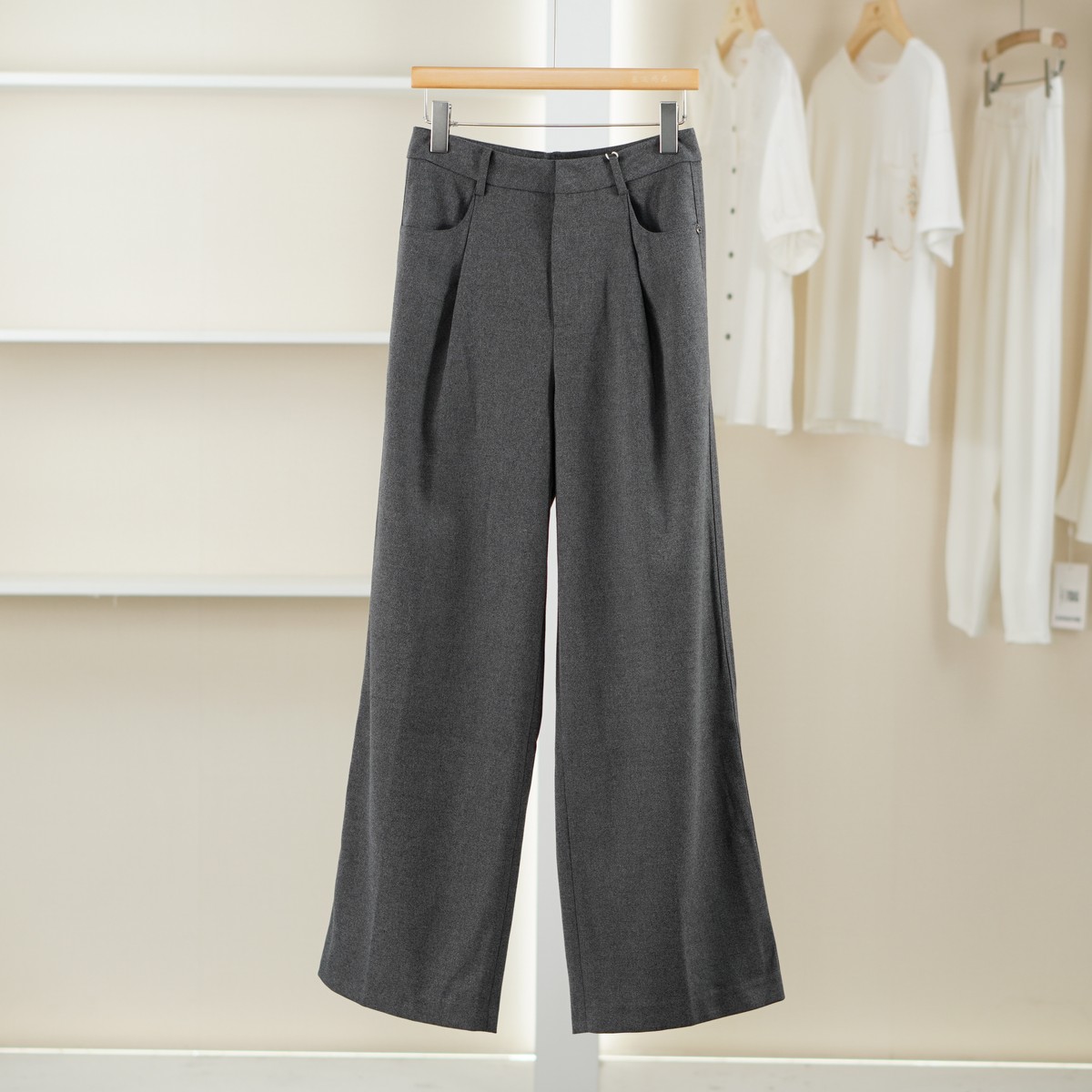 麦迪尚品【法e】51026358 纯色百搭宽松直筒裤春秋女装品牌折扣