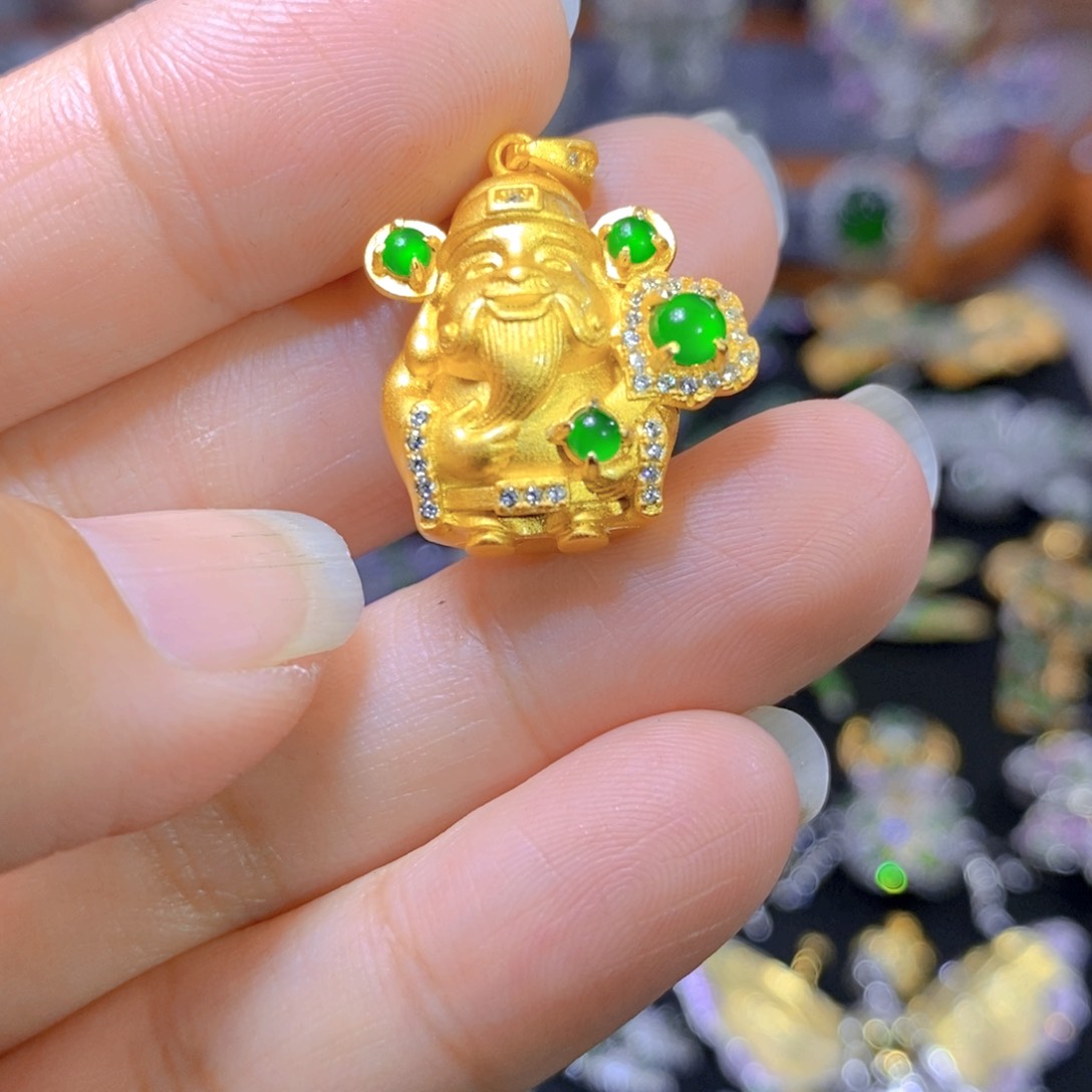 翡翠颈饰银S925镶嵌天然翡翠