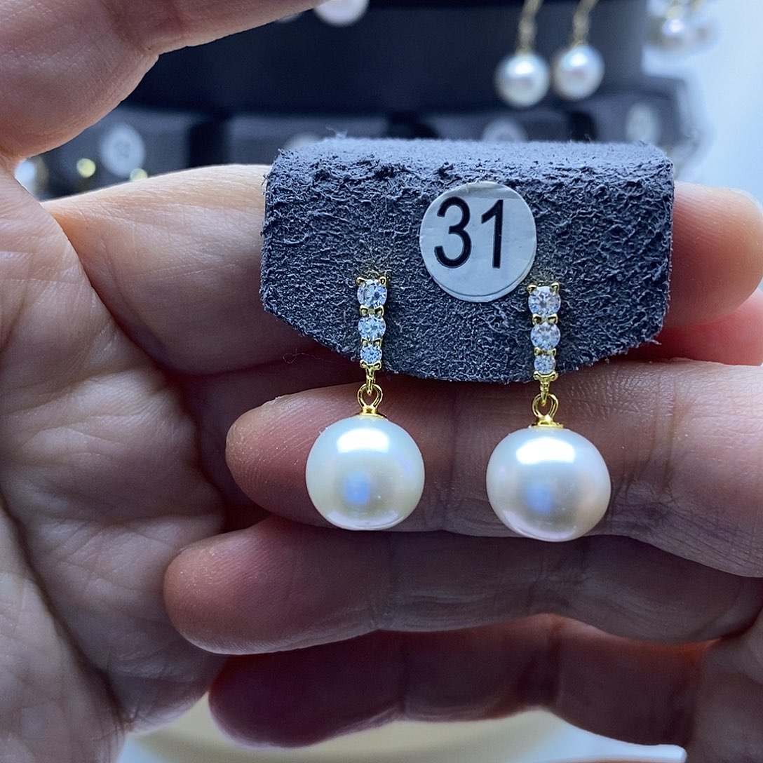 淡水珍珠耳饰银S925镶嵌