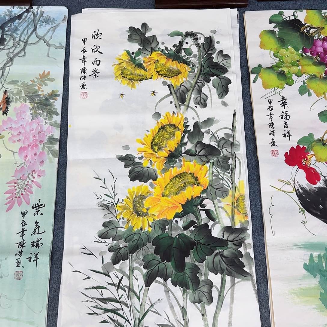 国画尺寸50X100手绘作品 