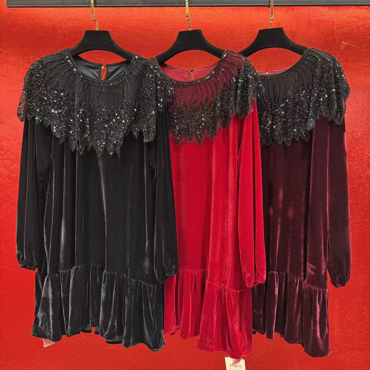 DanDancollectionstore【城堡之恋】重工领大码女装连衣短裙387