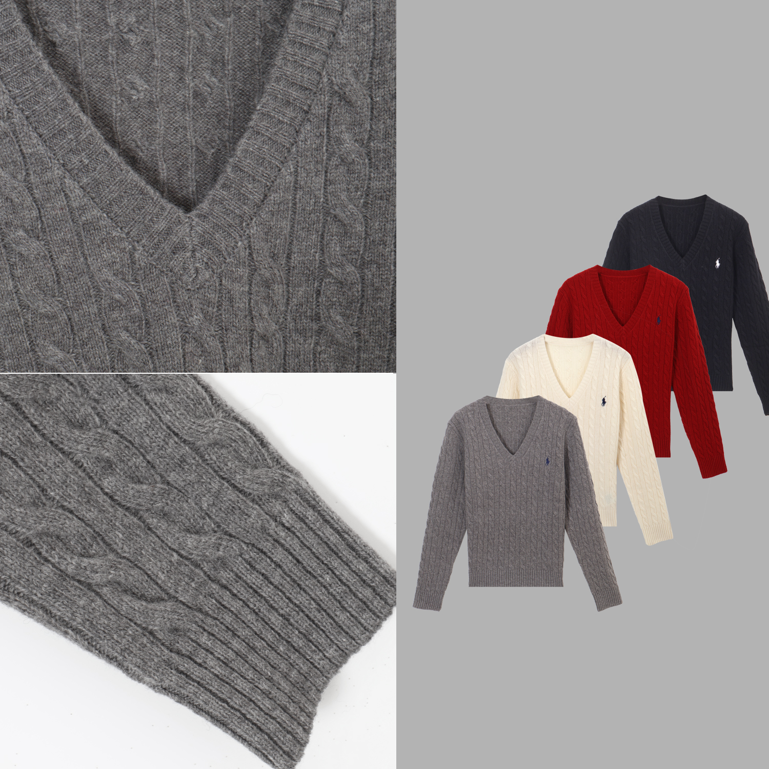 凯特丝蓓3899#【里欧】经典V领麻花长袖套头针织衫