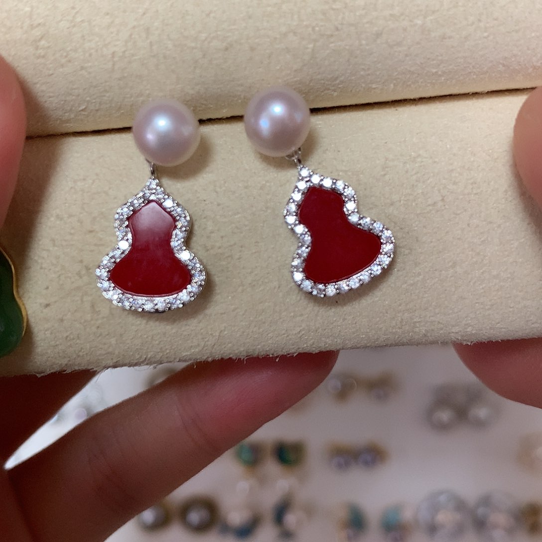 淡水珍珠耳饰合金