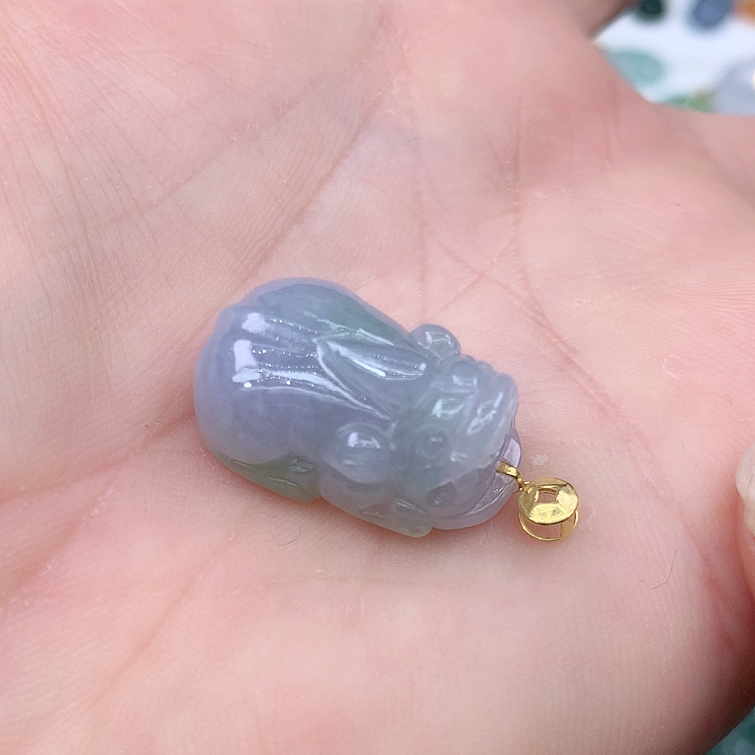 翡翠吊坠(不含链)18K金镶嵌