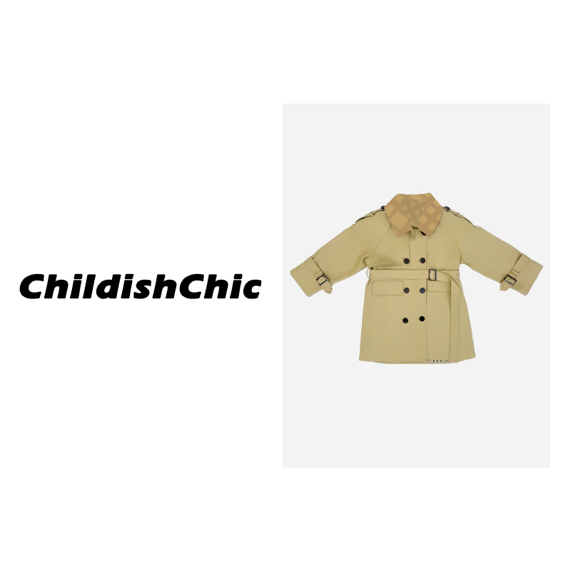 【ChildishChic高定童装】成人春季新款轻奢高定长款风衣格纹外套