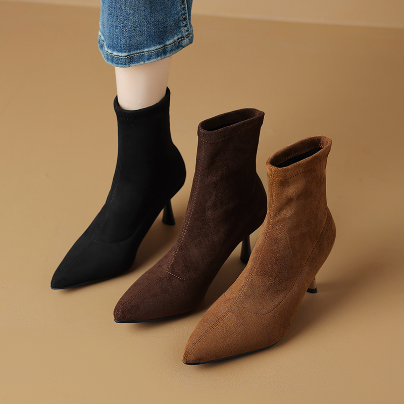 sendijia/森迪加2025秋冬新款精致短靴简约款细跟气质款瘦瘦靴