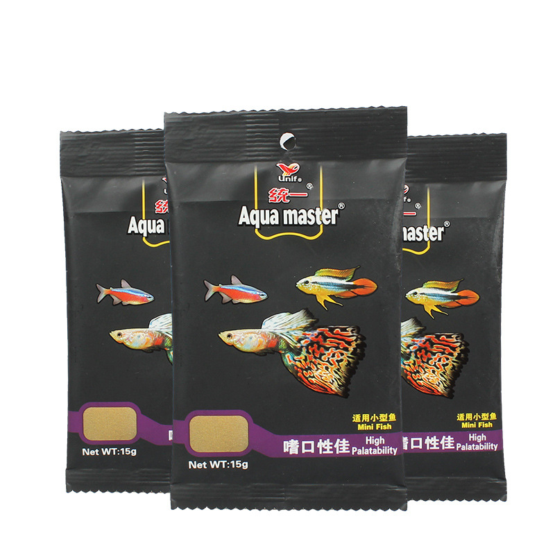 统一小型鱼鱼食孔雀鱼饲料灯鱼红绿灯小颗粒缓沉粮斗鱼观赏热带鱼
