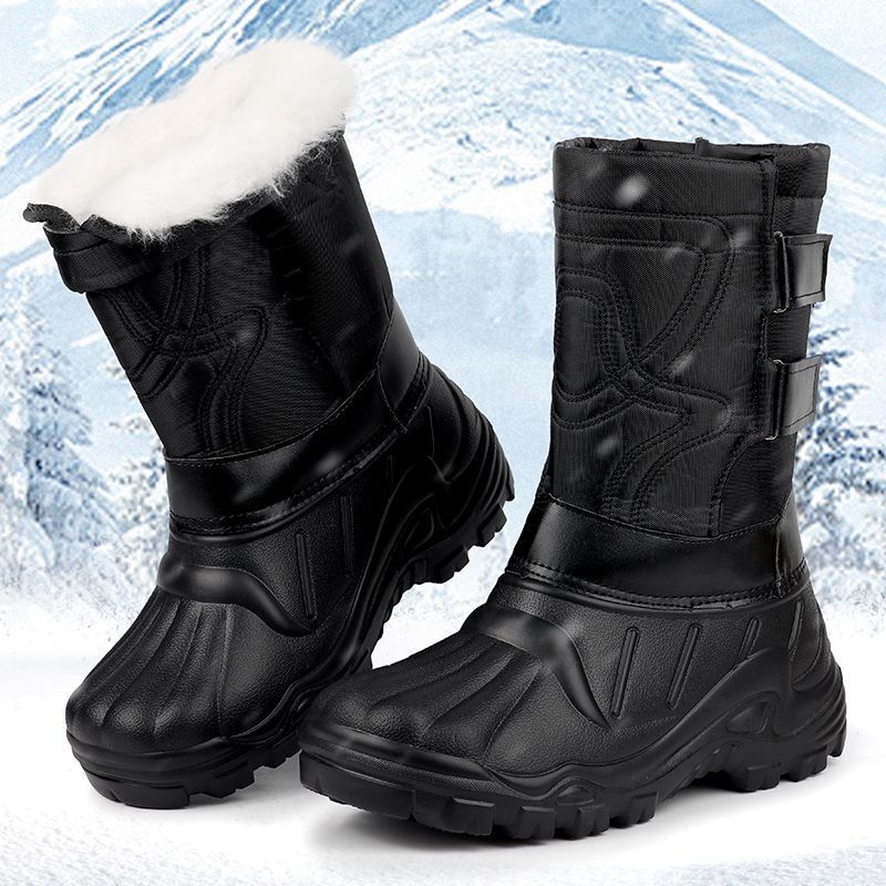 新款保暖冬季东北雪地靴男士冬季户外棉鞋保暖防水防滑轻便加高帮