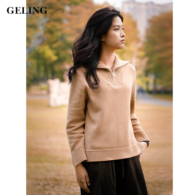 GELING/歌&玲正品100%纯绵羊毛衫高克重秋冬套头毛衣