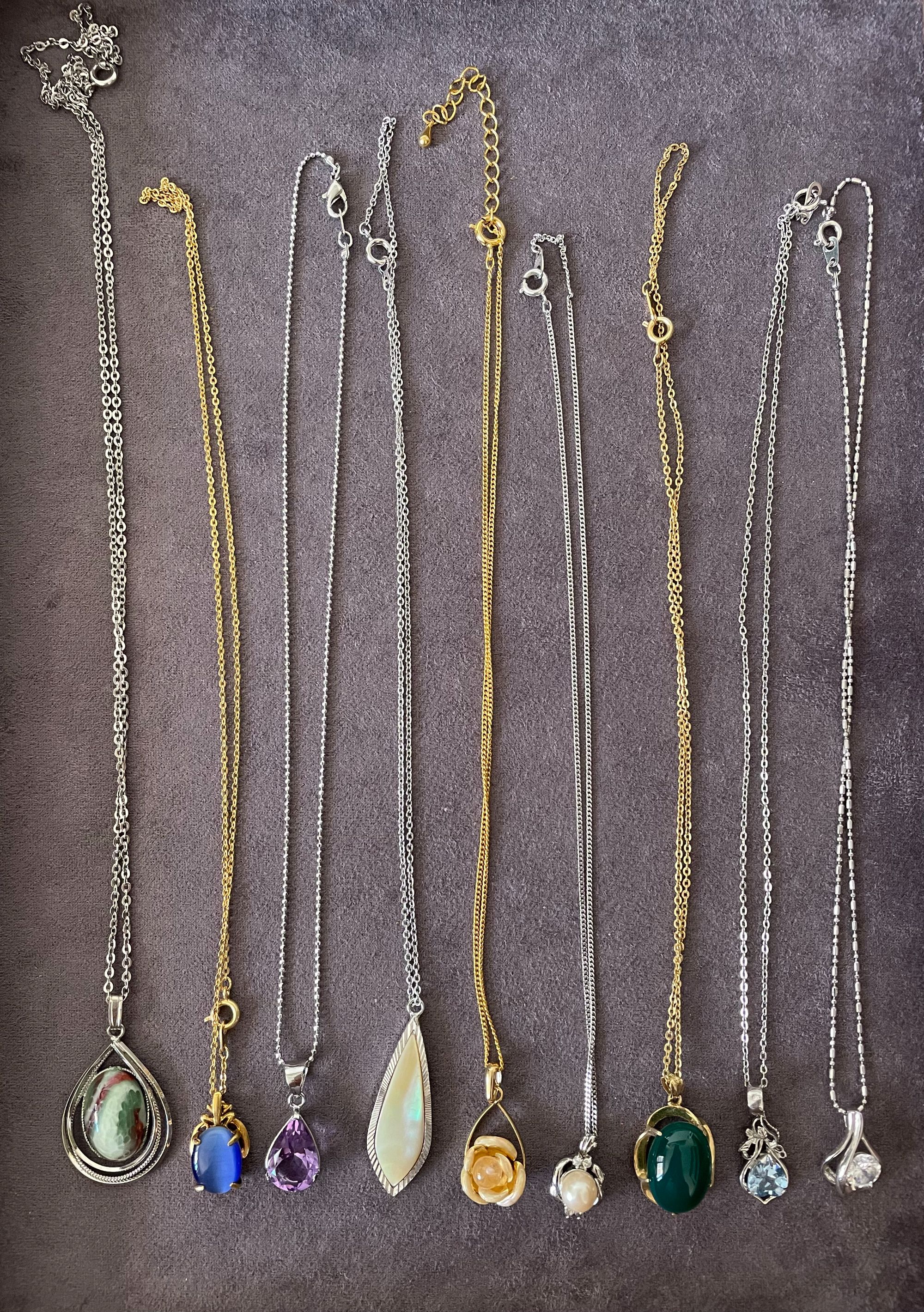 铜合金珐琅项链 中古铜合金项链1100-5000，复古重工百搭简约时尚