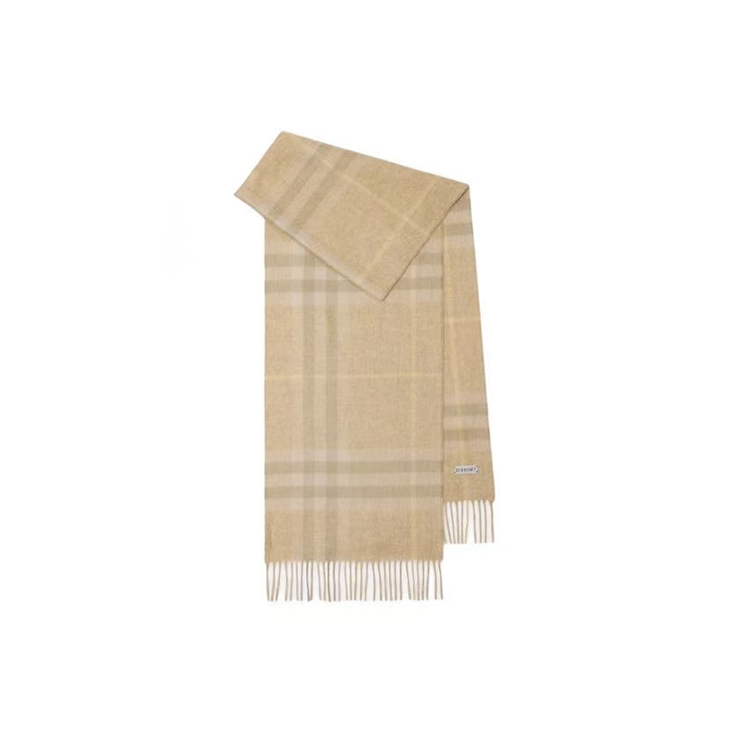 未使用 BURBERRY/博柏利 Logo标识 羊绒围巾 男女同款情侣款 米色