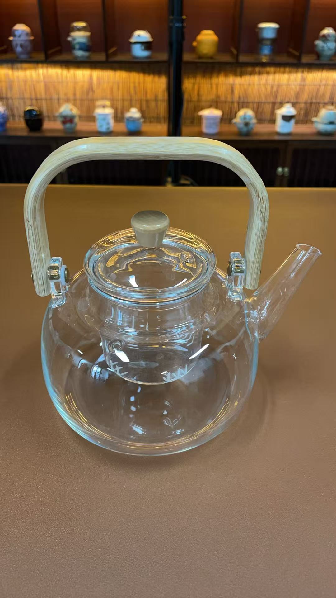 竹把提梁玻璃茶壶耐高温家用泡茶器加厚茶具DX615