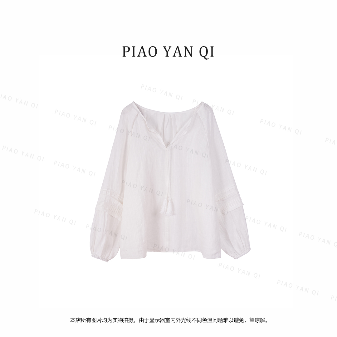 YANQI【诗集画】慵懒拼接重工百搭长袖上衣YQ0052