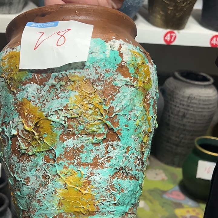 彩绘直筒高23口15带孔