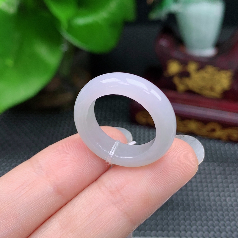 A0041天然缅甸翡翠A货冰粉紫戒指戒圈13圈口内径16.6mm