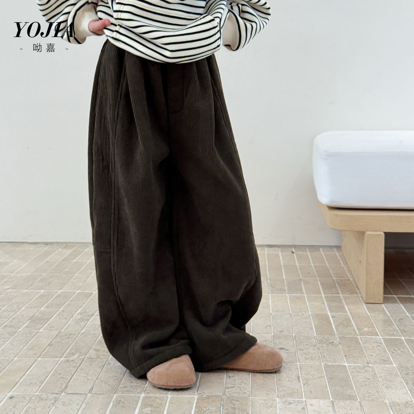 YOJIA女童加绒裤子冬款2025新款洋气女孩休闲裤保暖儿童长裤冬装