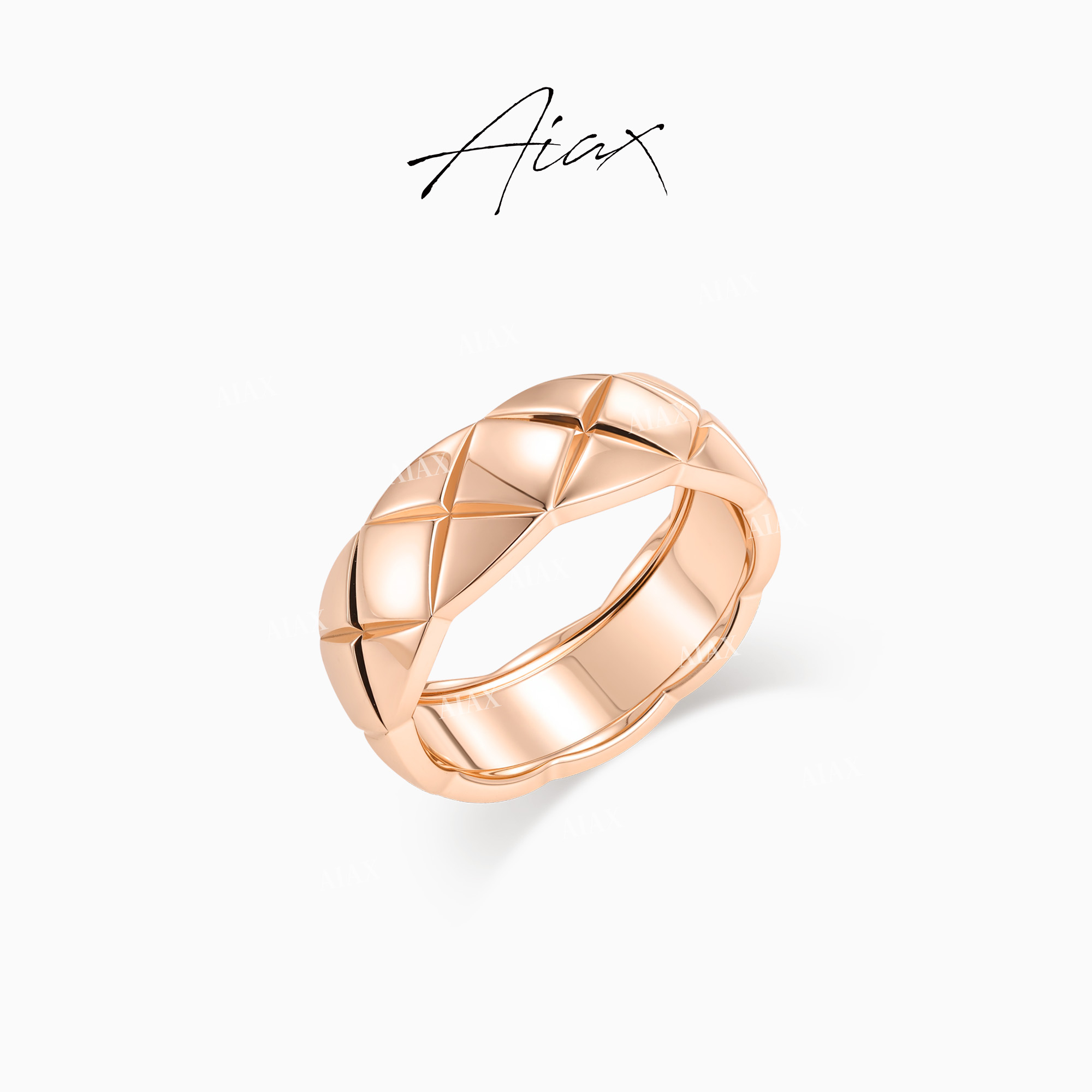 AIAX 镀K金 气质经典百搭精致高级感菱格纹戒指TSS6821