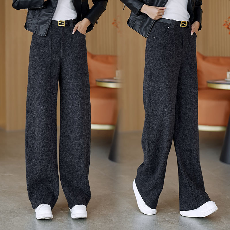 毛呢阔腿裤女2025年秋冬新款高腰垂感法式慵懒感裤子