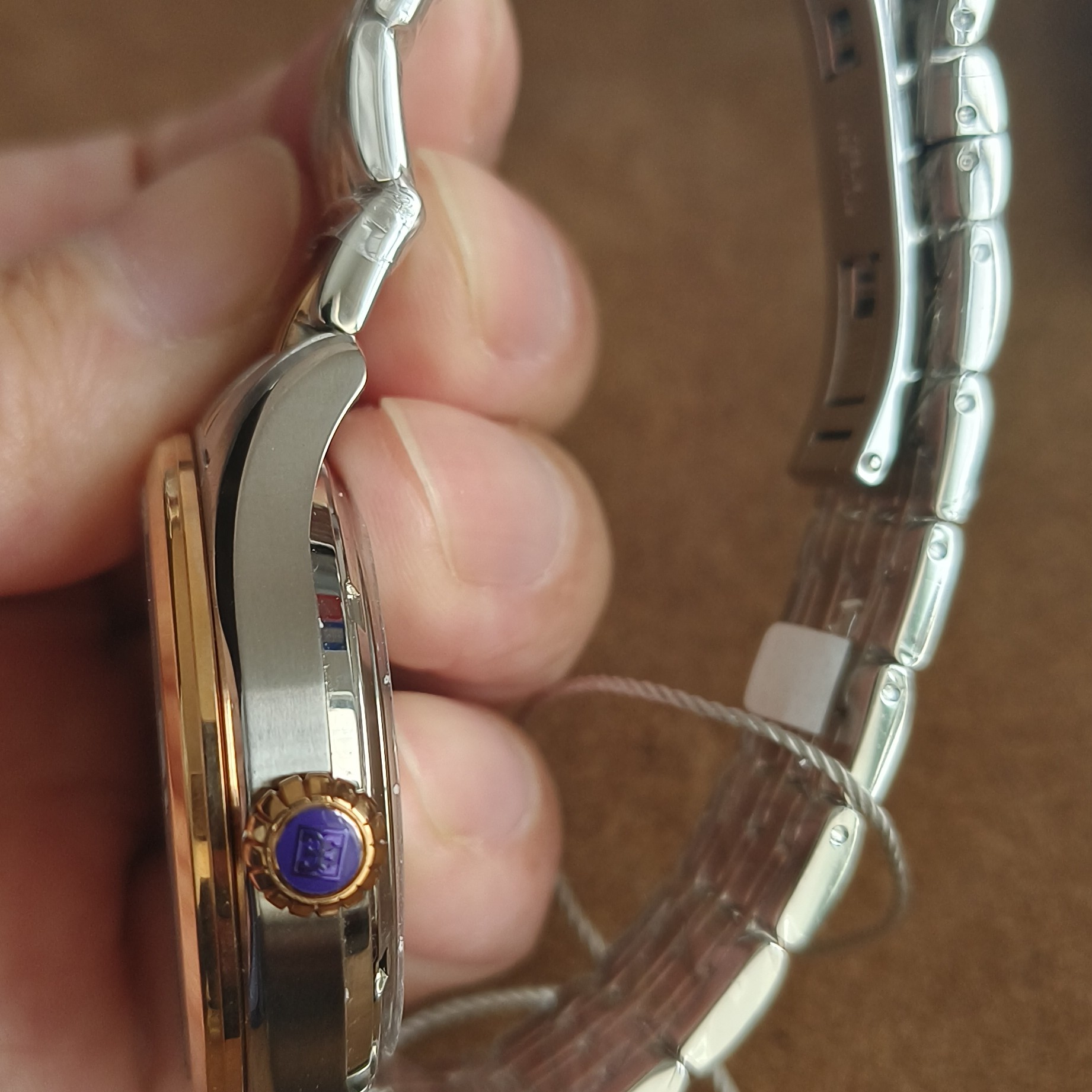 依波表间金款钢带，带头宽21mm，适用于40mm表径依波表
