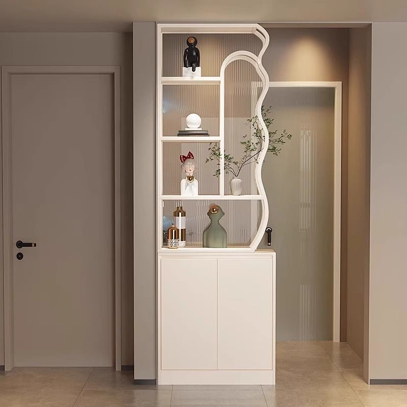 奶油风半墙卫生间隔断浴室干湿分离长虹玻璃屏风入户正对门隔断柜