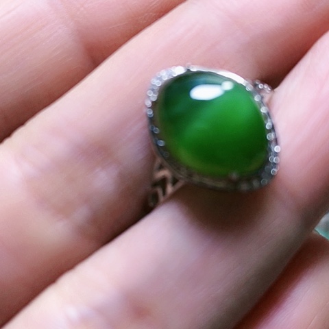 和田玉戒指银S925镶嵌