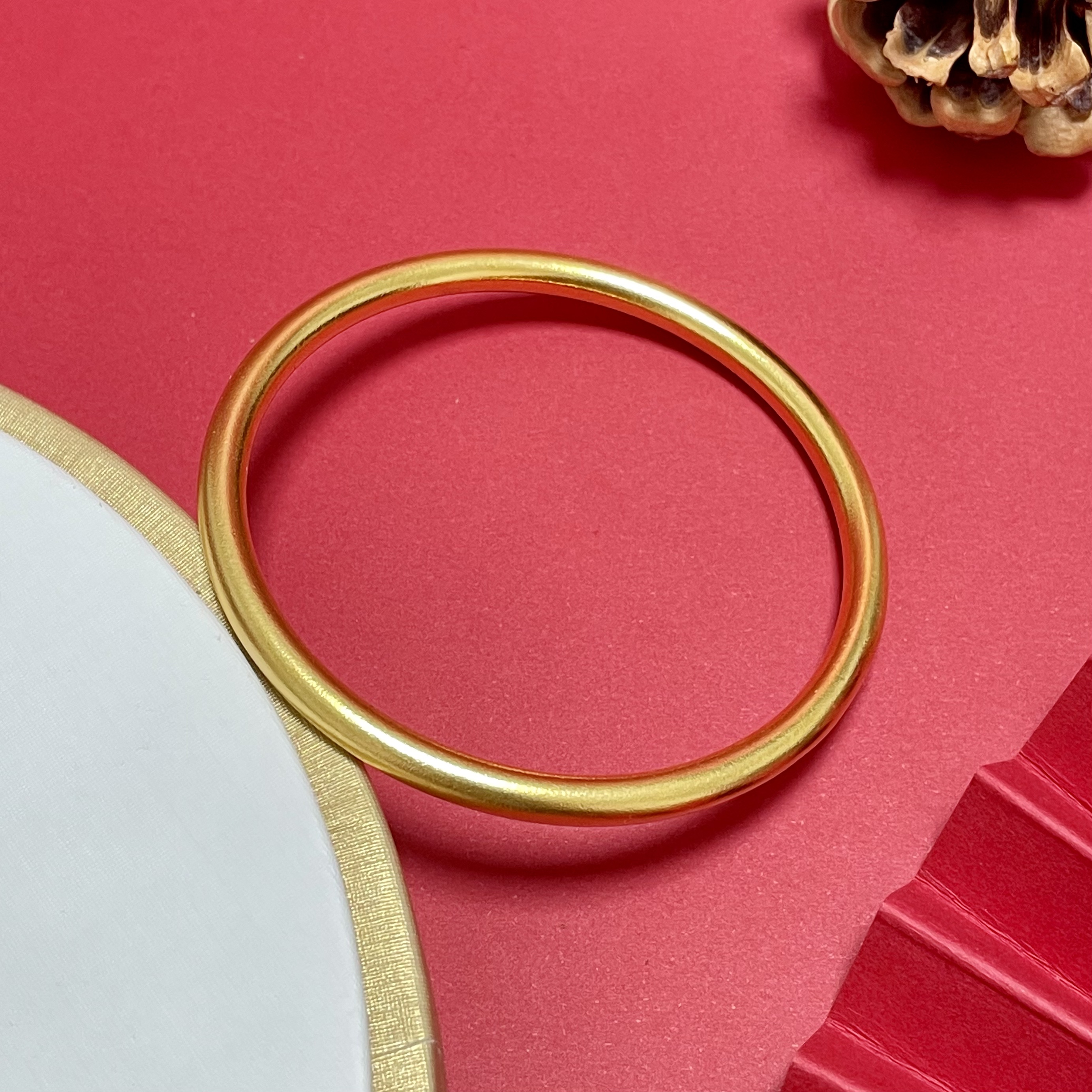 足银手镯 古法磨砂素圈手镯实心手镯送女友礼物传承素圈镯子