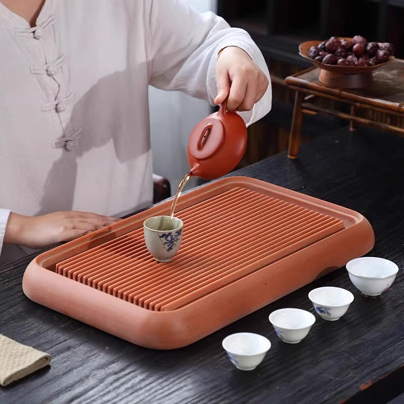 瑞境土豪金干泡龙纹桌面实木电木茶盘长方形轻奢家用茶海茶托茶台