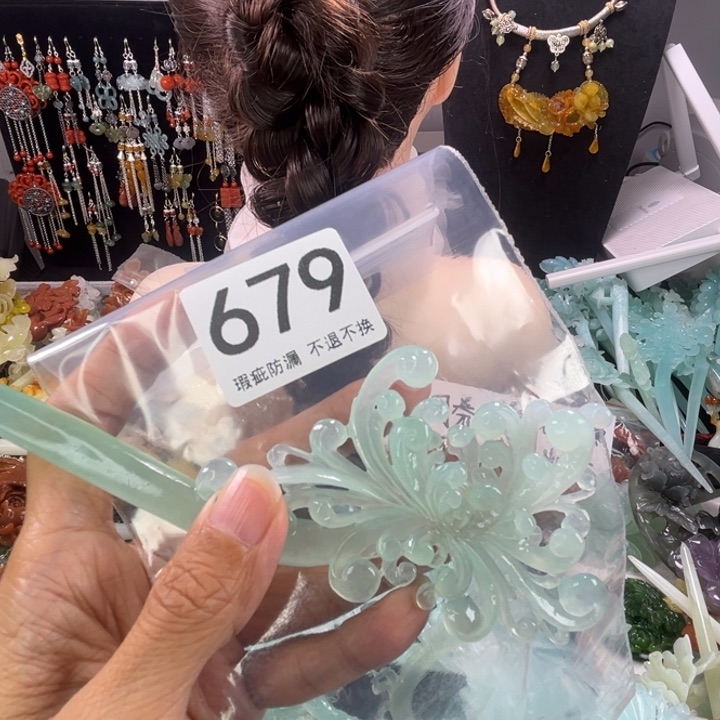 未镶嵌岫玉发饰傻*晴