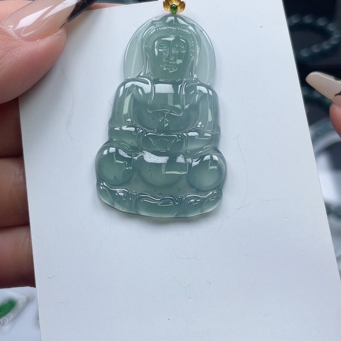 翡翠18K金镶嵌吊坠(不含链)