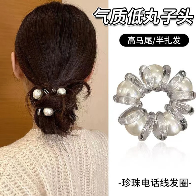 ins透明电话线发圈头绳简约弹力皮筋扎头发绳高级感头饰