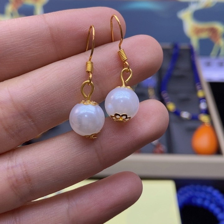 玛瑙/玉髓耳钉银S925镶嵌205