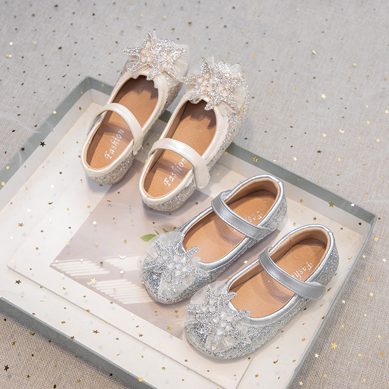 女童公主鞋闪亮水晶鞋春季新款儿童鞋子软底皮鞋小女孩小童礼服鞋