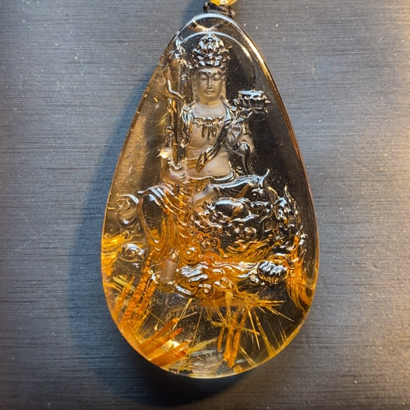 【闪购商品】水晶颈饰未镶嵌天然钛晶文殊菩萨吊坠