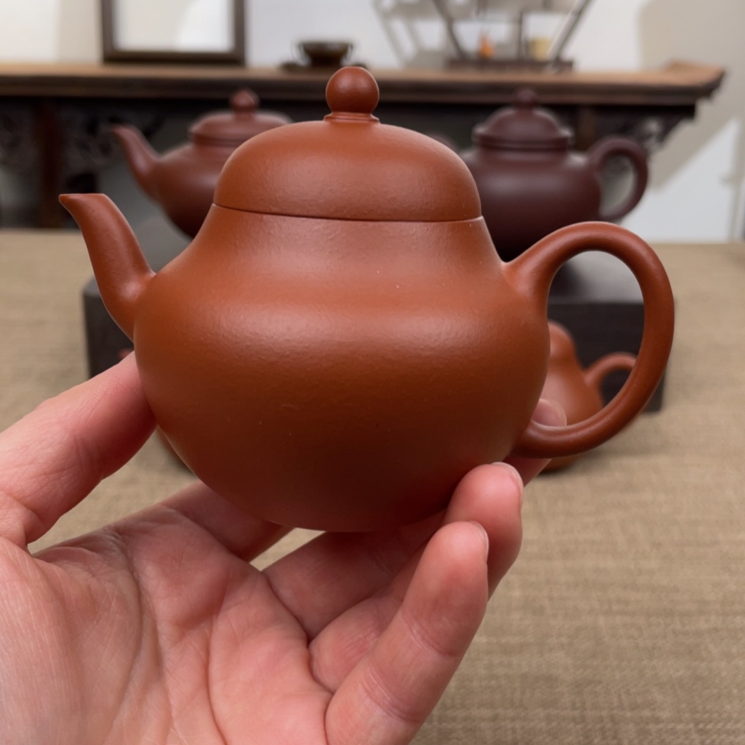 紫砂茶杯高梨，赵庄朱泥，160毫升