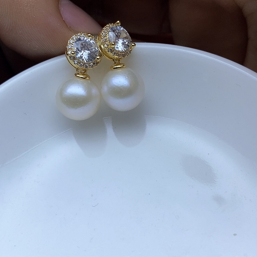 淡水珍珠耳钉合金?*