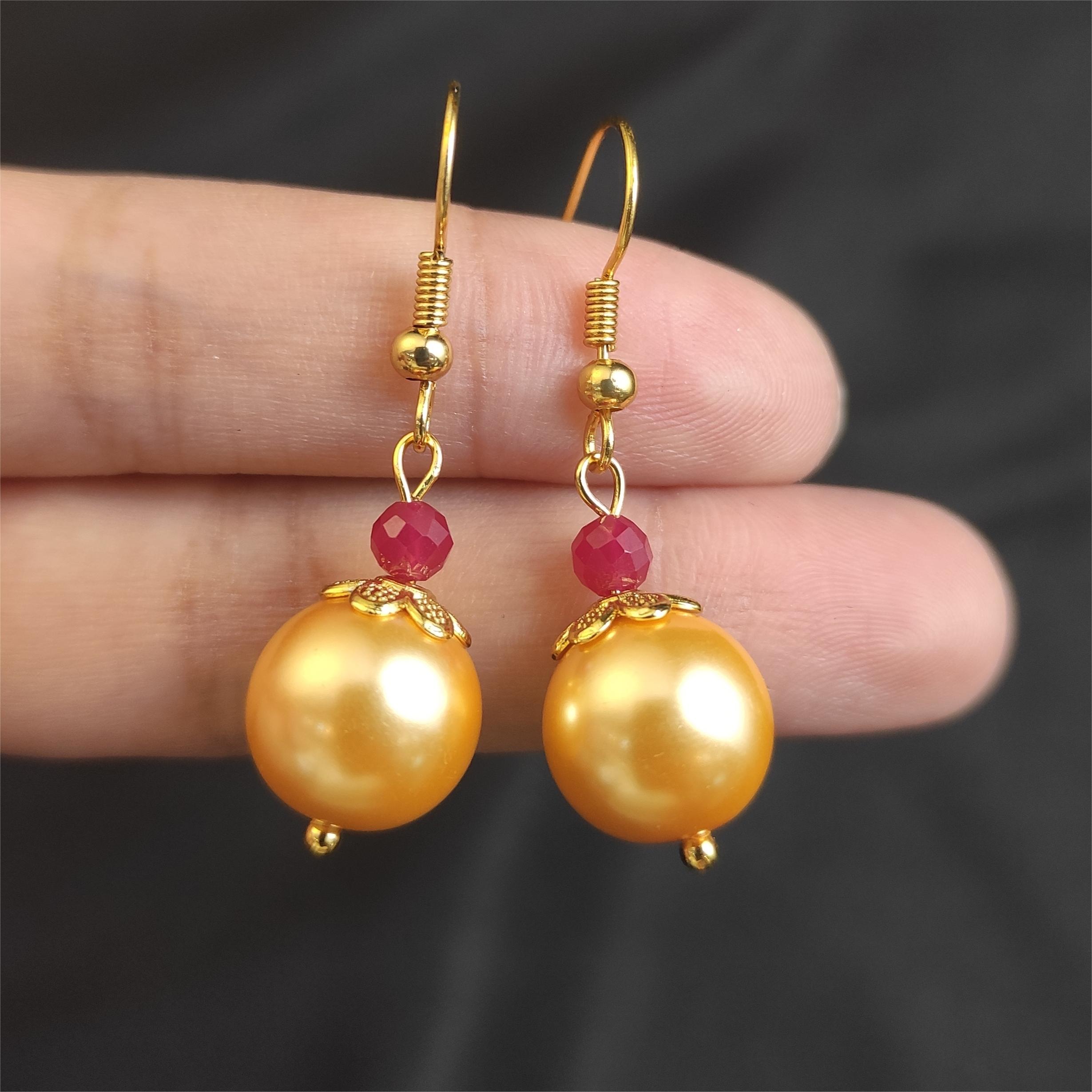 红宝石培育珠珠耳钉A28-35赠礼盒(多样性发)