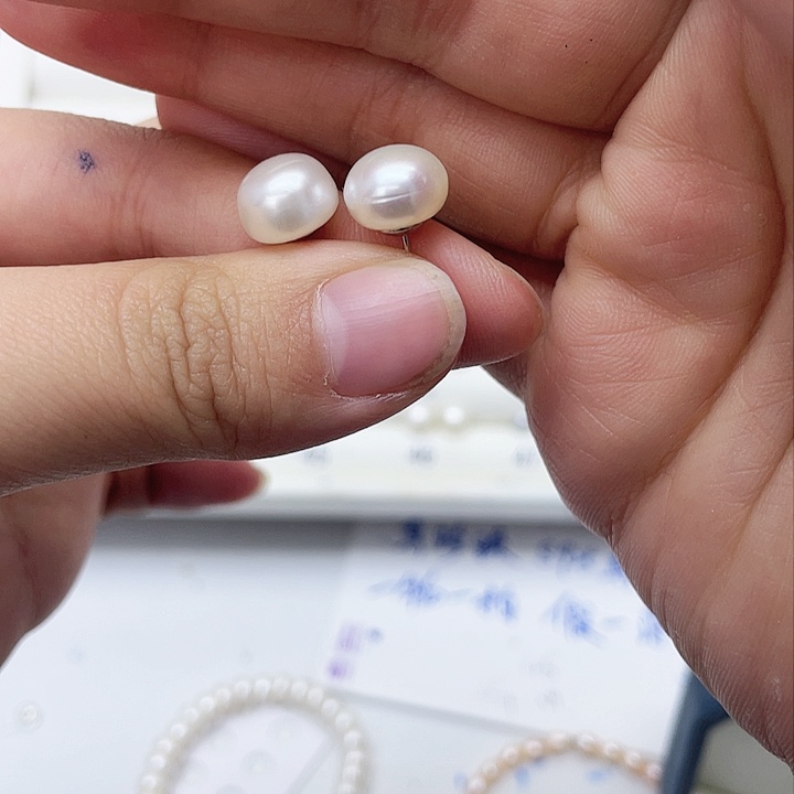 淡水珍珠耳饰银S925镶嵌淡**云