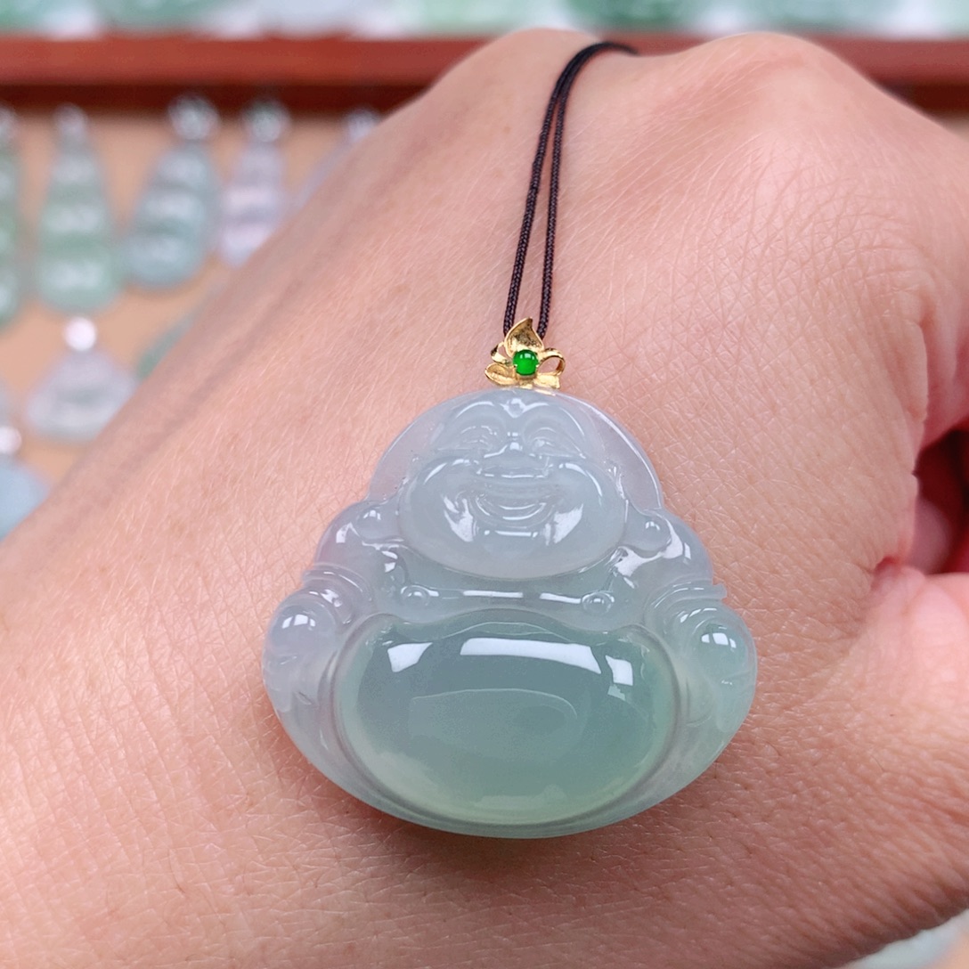 翡翠18K金镶嵌吊坠(不含链)