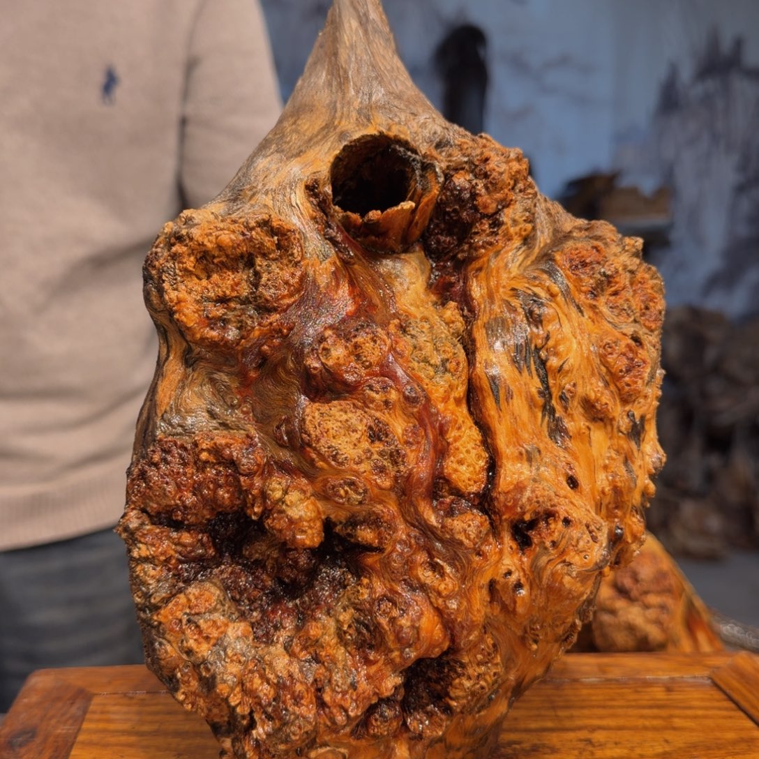 如***初木三丰琥珀木 天然摆件10