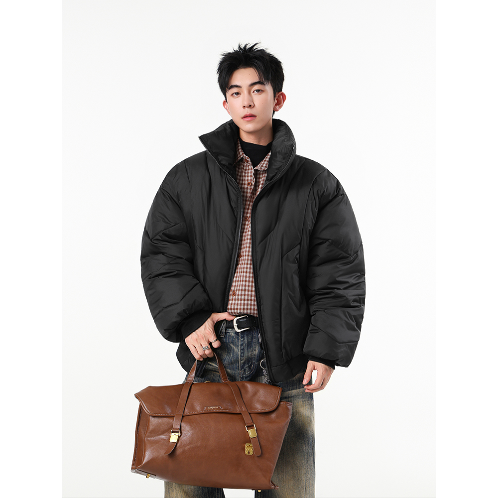 美式高街立领棉袄保暖韩版新复古男士短款棉服潮流短款棉衣外套