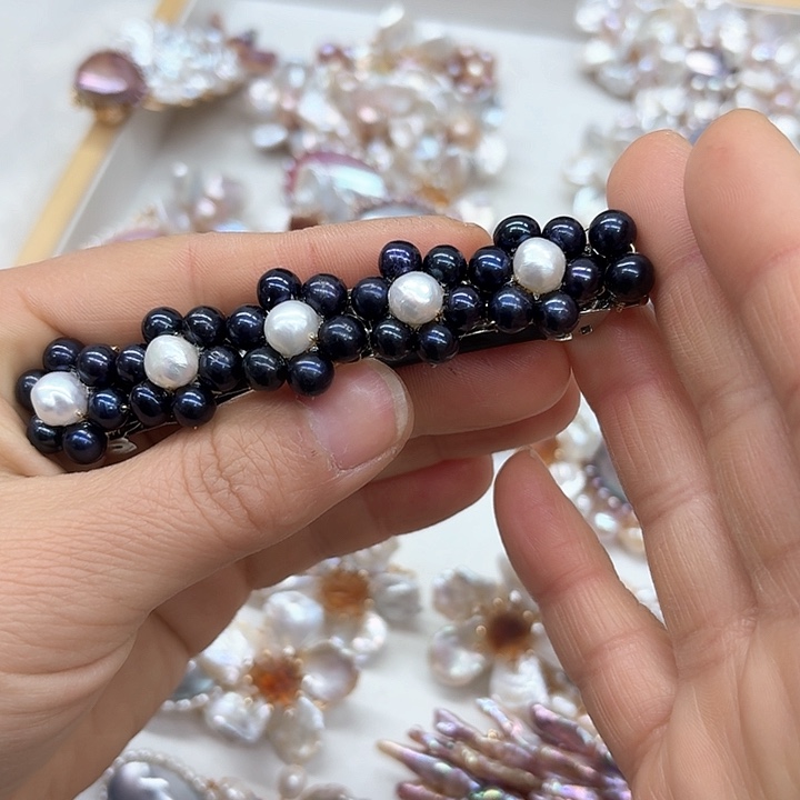 淡水珍珠发饰银S925镶嵌