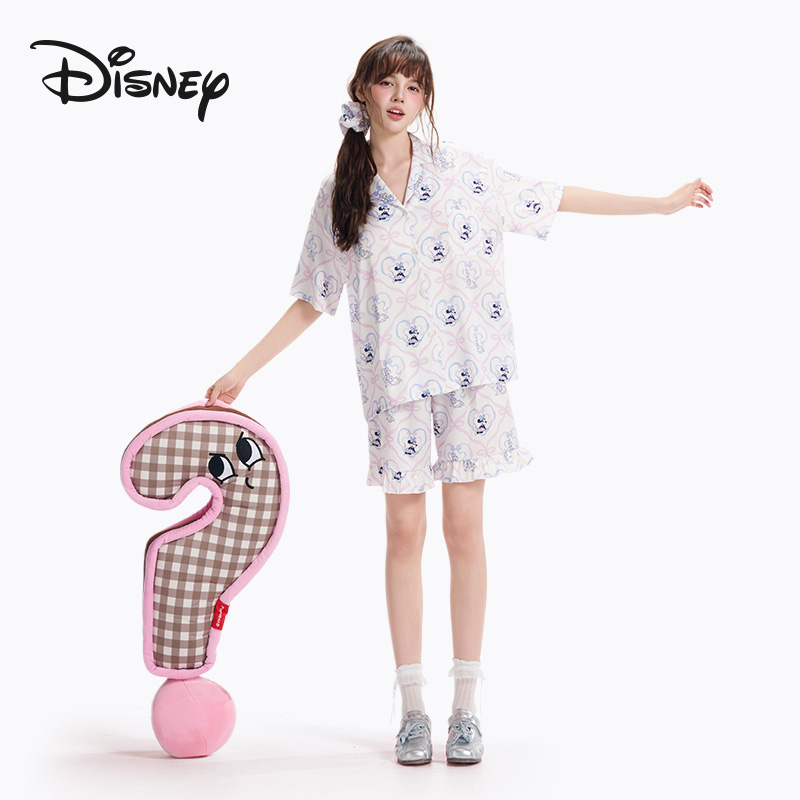 【国家补贴】Disney/迪士尼可爱满印女士短袖可外穿睡衣夏季套装