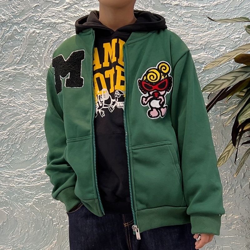 1031【毛巾绣】儿童加绒棒球服外套