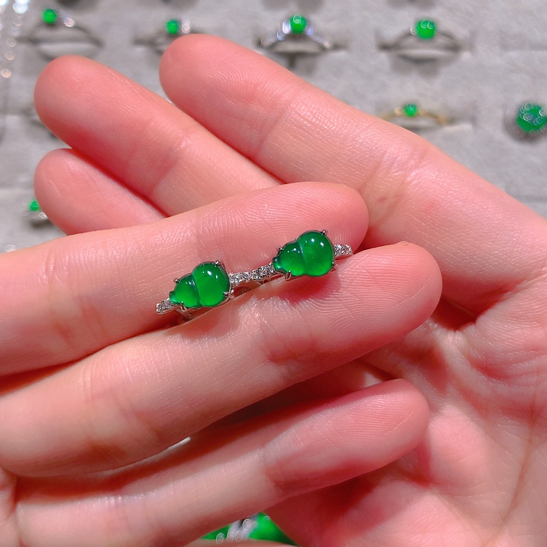 银S925镶嵌翡翠耳饰老*