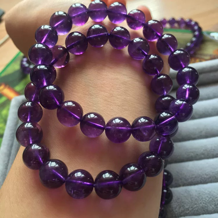 紫水晶天然紫水晶手链手串紫水晶单圈手链水晶饰品礼物