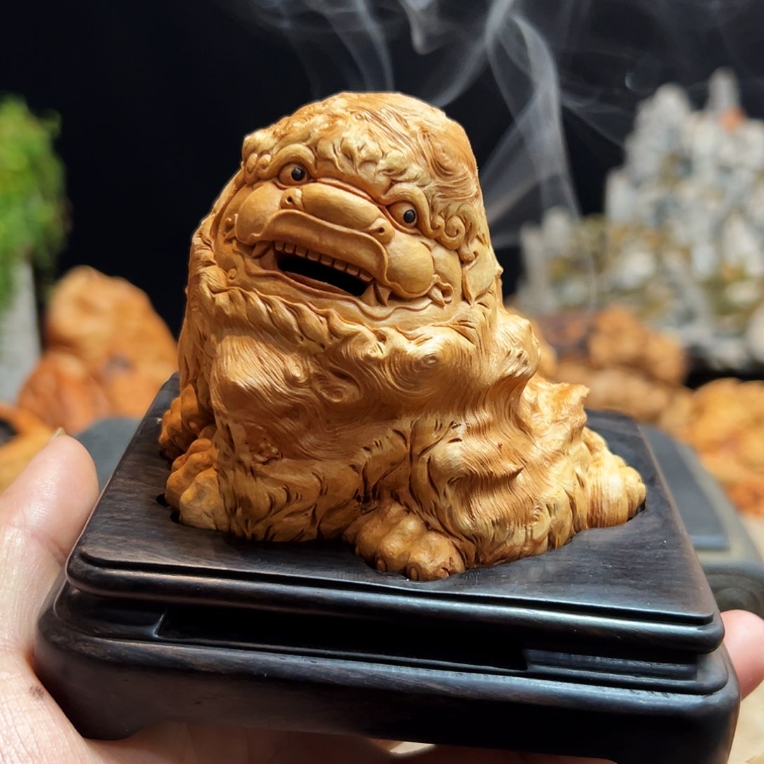 荔枝木牧****品狻猊熏香成品香炉